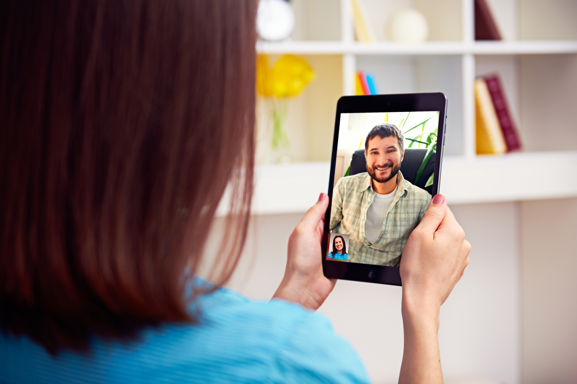 Remote therapy session on tablet device